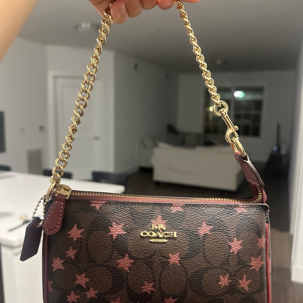 Coach Nolita 19 Burgundy And Pink Star Wristlet